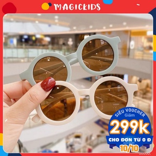 Kính râm gọng tròn chống tia UV kiểu dáng Hàn Quốc cho bé trai bé gái