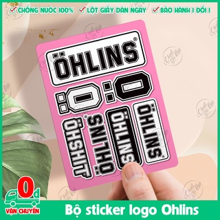 Bộ 7 tem logo OHLINS TRẮNG ĐEN dán trang trí xe máy nón bảo hiểm sticker decal chống thấm nước