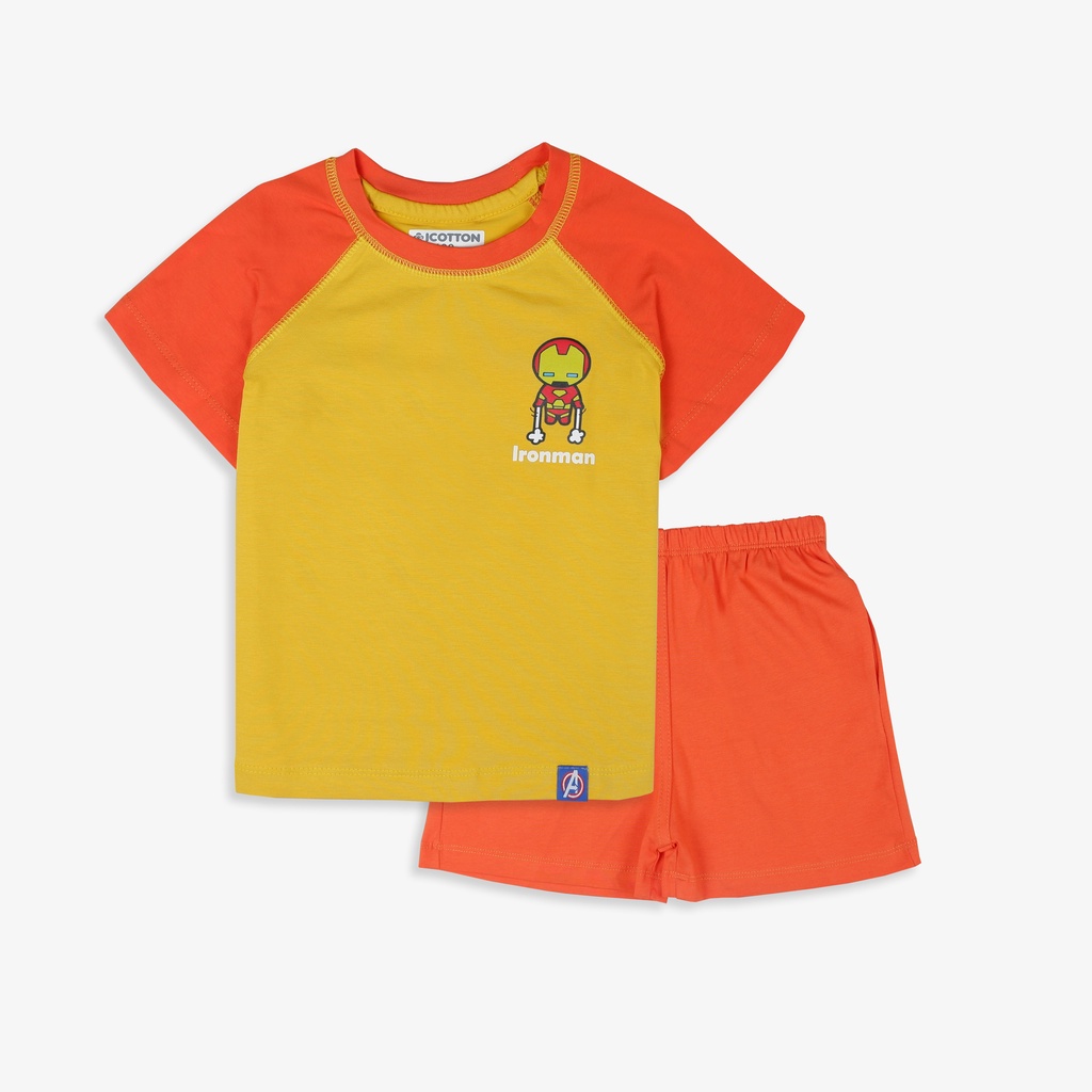 Bộ cộc tay bé trai Icotton hình siêu anh hùng tay chéo