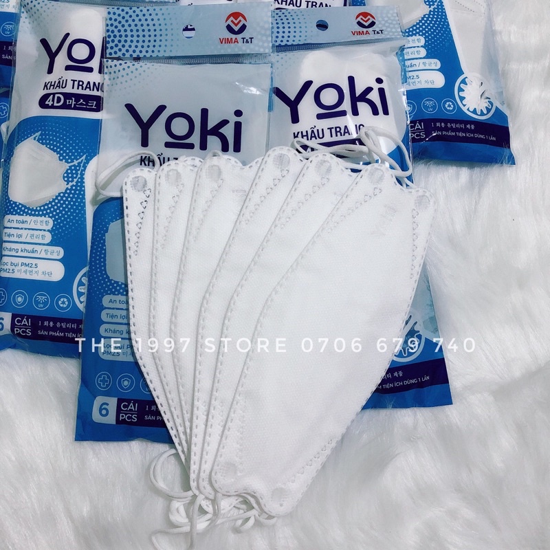 Khẩu Trang 4d yoki hàng cty (bịch 6 cái) 4 lớp