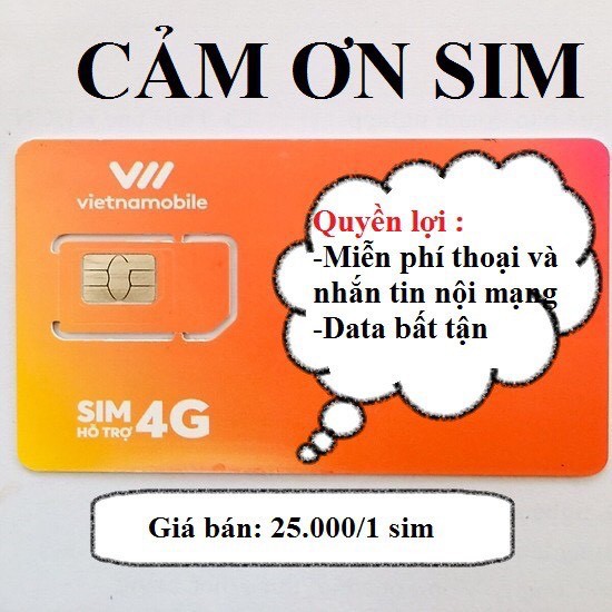Sim Vietnamobile Gói Cước Cảm Ơn 30Gb/ Tháng - Miễn phí tháng đầu