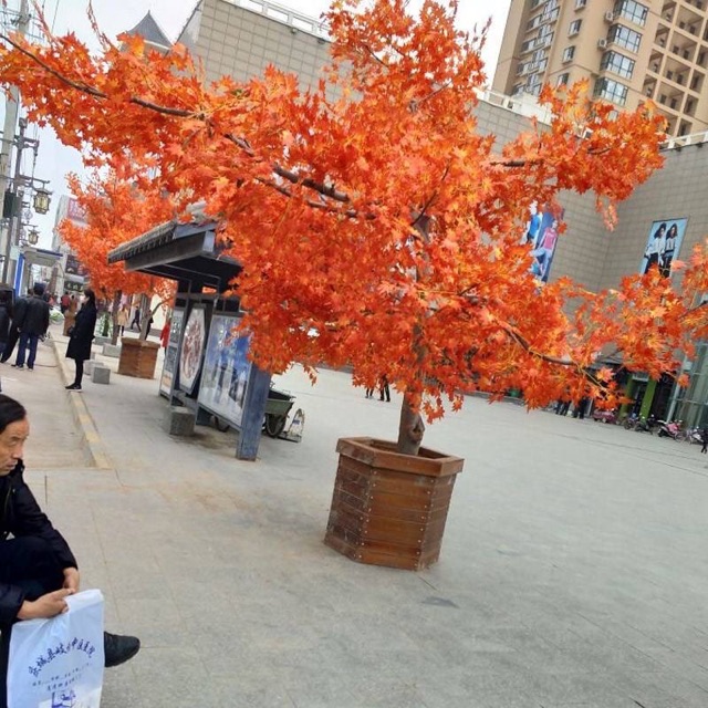 12 cành lá phong trang trí cây giả - hàng nhập cao cấp