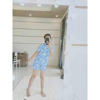 Bộ ngủ pijama kate thường - tay ngắn quần đùi