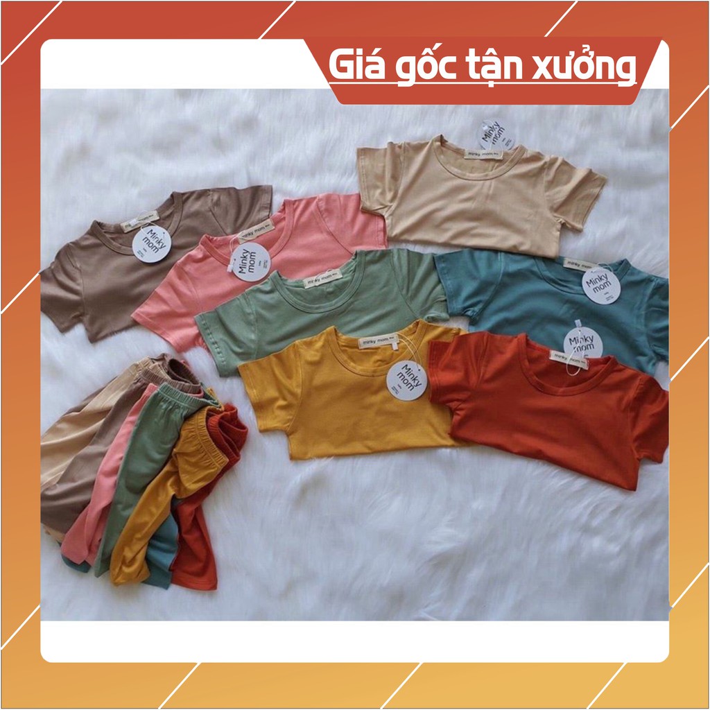 Bộ Cộc Tay Cotton Co Giãn Màu Trơn Cực Đẹp cho bé trái/gái QATE9