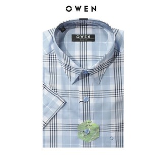 OWEN - Áo sơ mi ngắn tay Owen chất lô hội siêu mát kẻ ca rô xanh 22944