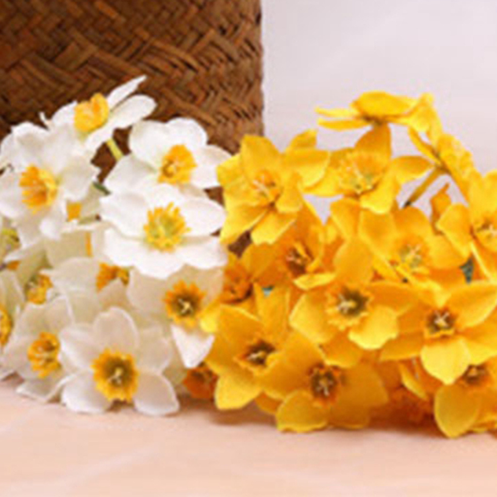 Set 6 nhánh hoa thủy tiên vàng nhân tạo dùng để làm bó hoa cô dâu hoặc trang trí nội thất DIY