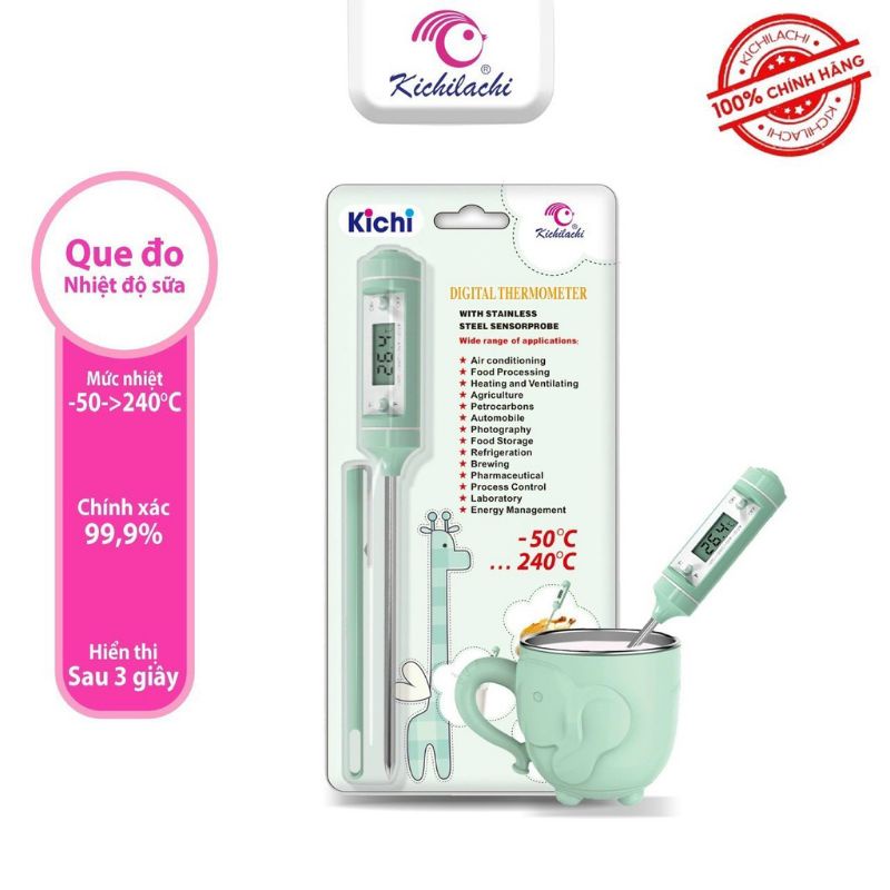 Que đo Kichilachi Kichi, nhiệt kế đo sữa, cháo, chất lỏng cho bé và gia đình