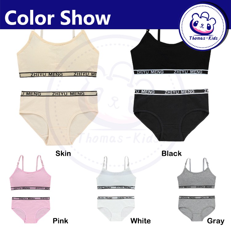 Bộ đồ lót vải Cotton mềm mại có đệm ngực tháo được cho bé gái B203