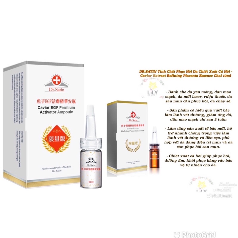 Tinh chất cô đặc trẻ hoá và phục hồi Dr.Satin Caviar EGF Premium Activator Ampoule 10ml
