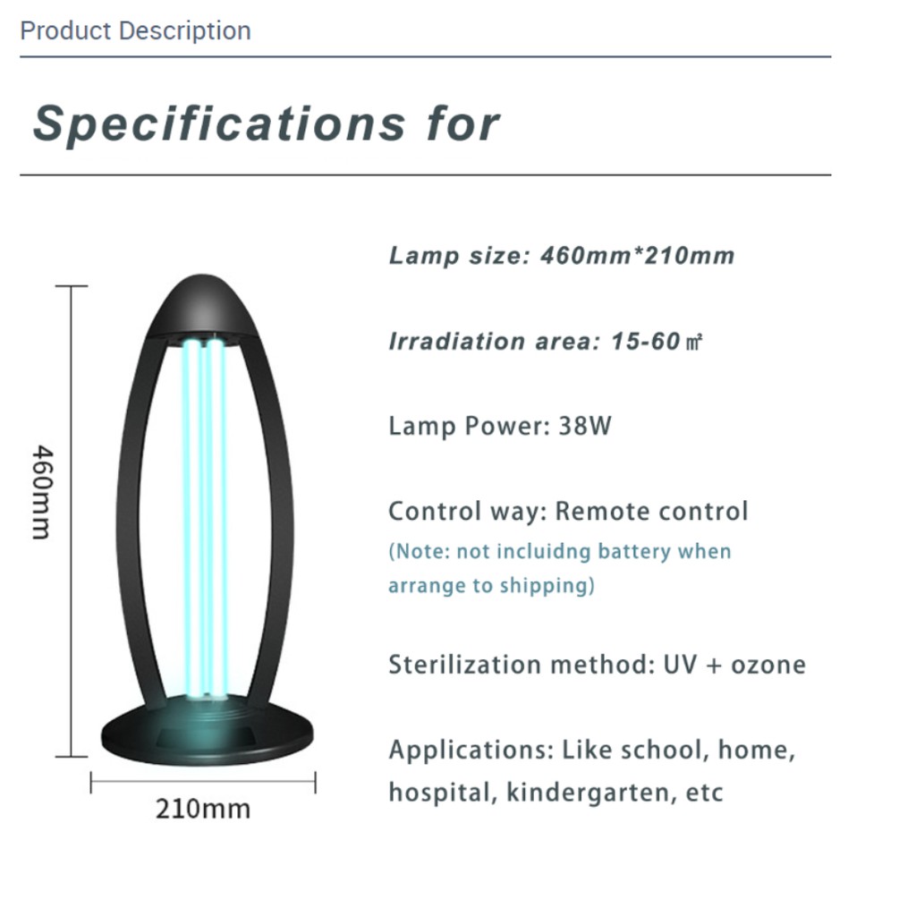 Đèn khử trùng bằng tia cực tím cao cấp