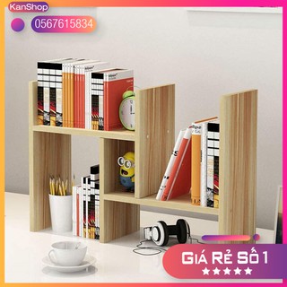 Kệ sách gỗ để bàn lắp ghép KS01 - Kệ sách gỗ để bàn giá rẻ, hàng lắp ráp thông minh, đựng đồ đa năng