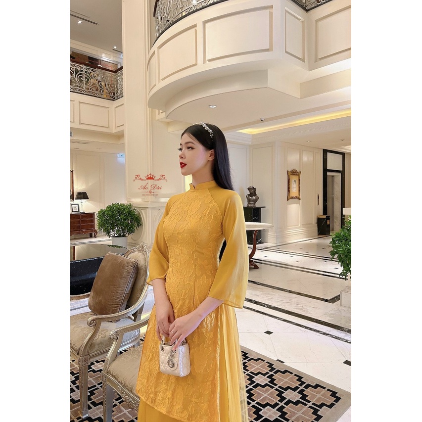 Áo Dài Cách Tân "Tam Hoa" chân váy đủ màu , ôm phom phôi tay voon tơ mặc phù hợp với mọi sự kiện