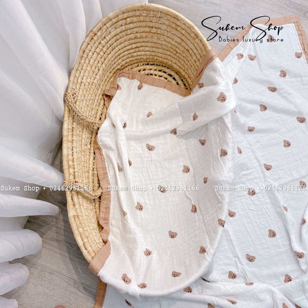 Chăn xô Aden sợi tre 4 lớp có viền xuất xịn