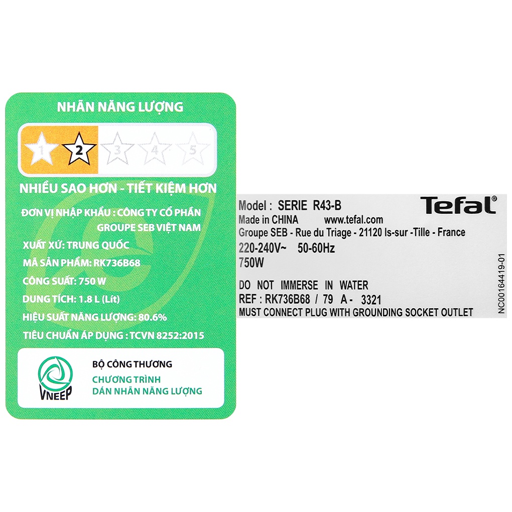 Nồi cơm điện tử Tefal RK736B68 1.8 lít  750 W lòng nồi chống dính - Chính hãng BH 24 tháng