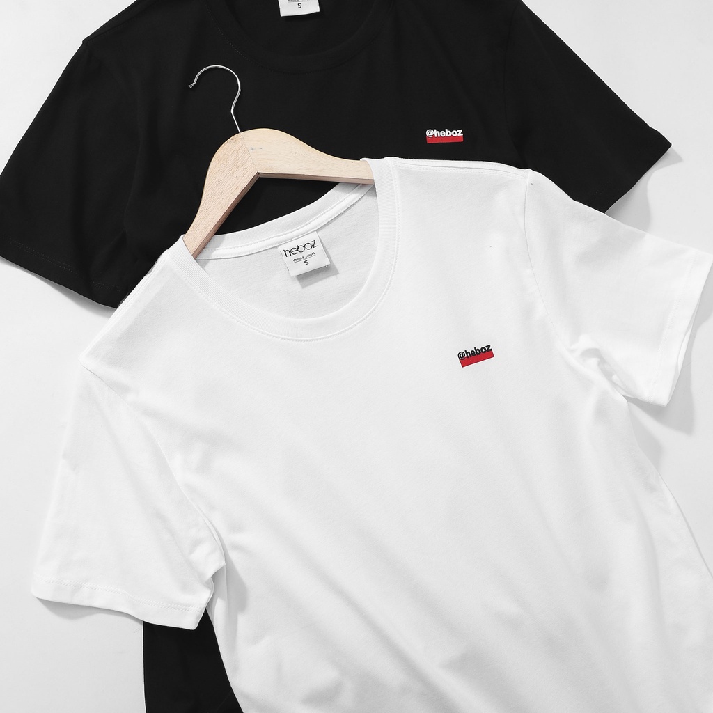 Áo thun nam HEBOZ cổ tròn cotton 4 màu basic mềm mịn, in logo nhỏ cao cấp - 00000829