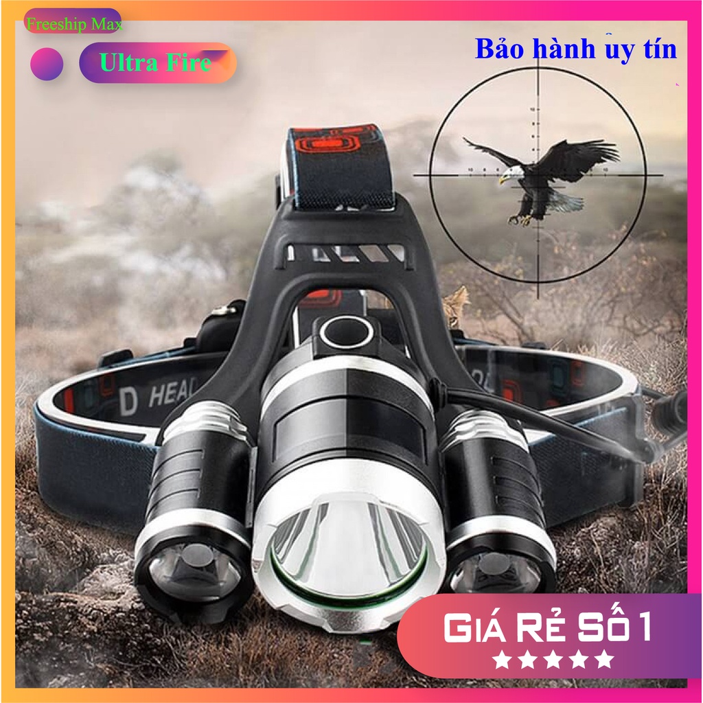 Đèn pin đội đầu mini * Đèn pin đội đầu 3 bóng led t6 siêu sáng * kèm 2 pin và sạc, chống nước - Bảo hành uy tín | BigBuy360 - bigbuy360.vn