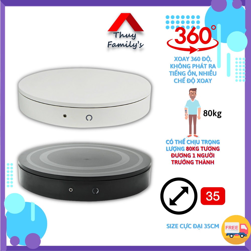 ĐẾ XOAY QUAY VIDEO CHỤP HÌNH SẢN PHẨM 35CM PULUZ CHỊU TẢI 80KG