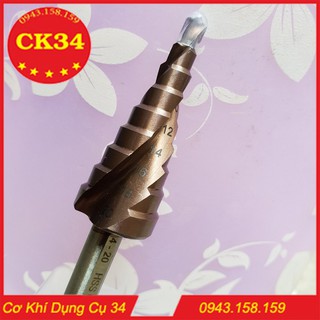 Mũi khoan bước tháp HSS COBAN M35 4-20mm trục 10mm khoan inox, sắt, nhôm, gỗ...