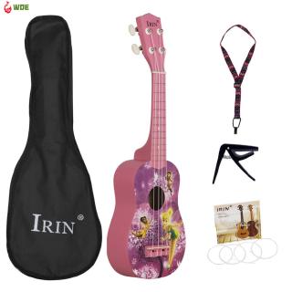 21inch Ukulele Purple Flying Girls Pattern Basswood Ukelele 4 Strings Music Instrument with Bag+Strap+String+Capo for Beginner