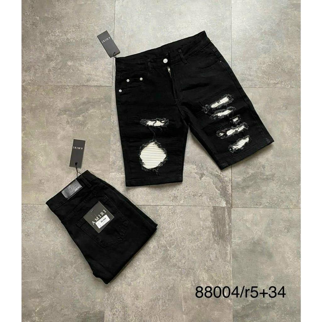 Quần short nam cao cấp, quần đùi denim nam chất jean co dãn phối vá trắng MS88004 co dãn hàng xuất xưởng loại 1 giá rẻ