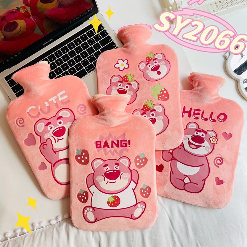 Túi giữ nhiệt/ túi chườm gấu Lotso dâu 500ml