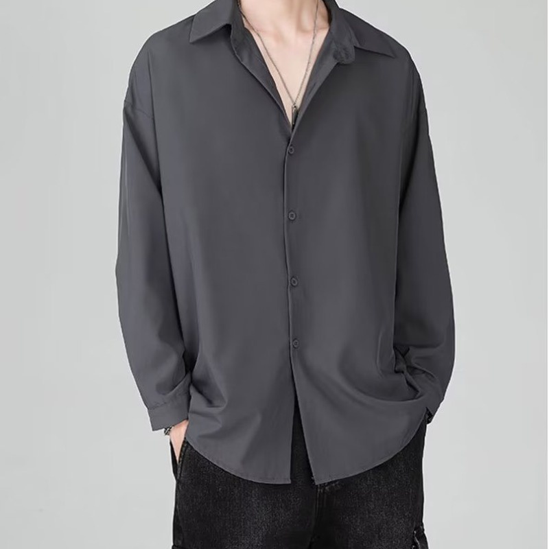 Áo Sơ Mi Màu Đen Trơn Tay Dài Có Size Lớn M-8XL Thời Trang Dành Cho Nam Giới