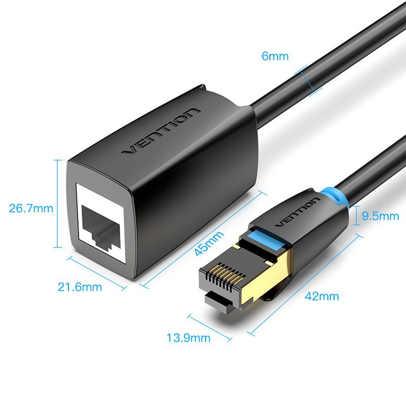 VENTION Cat8 Ethernet Extension Cable SFTP 40Gbps RJ45 Extender Patch Cord Adapter for Router em PC Cat 8 Cable 0.5M