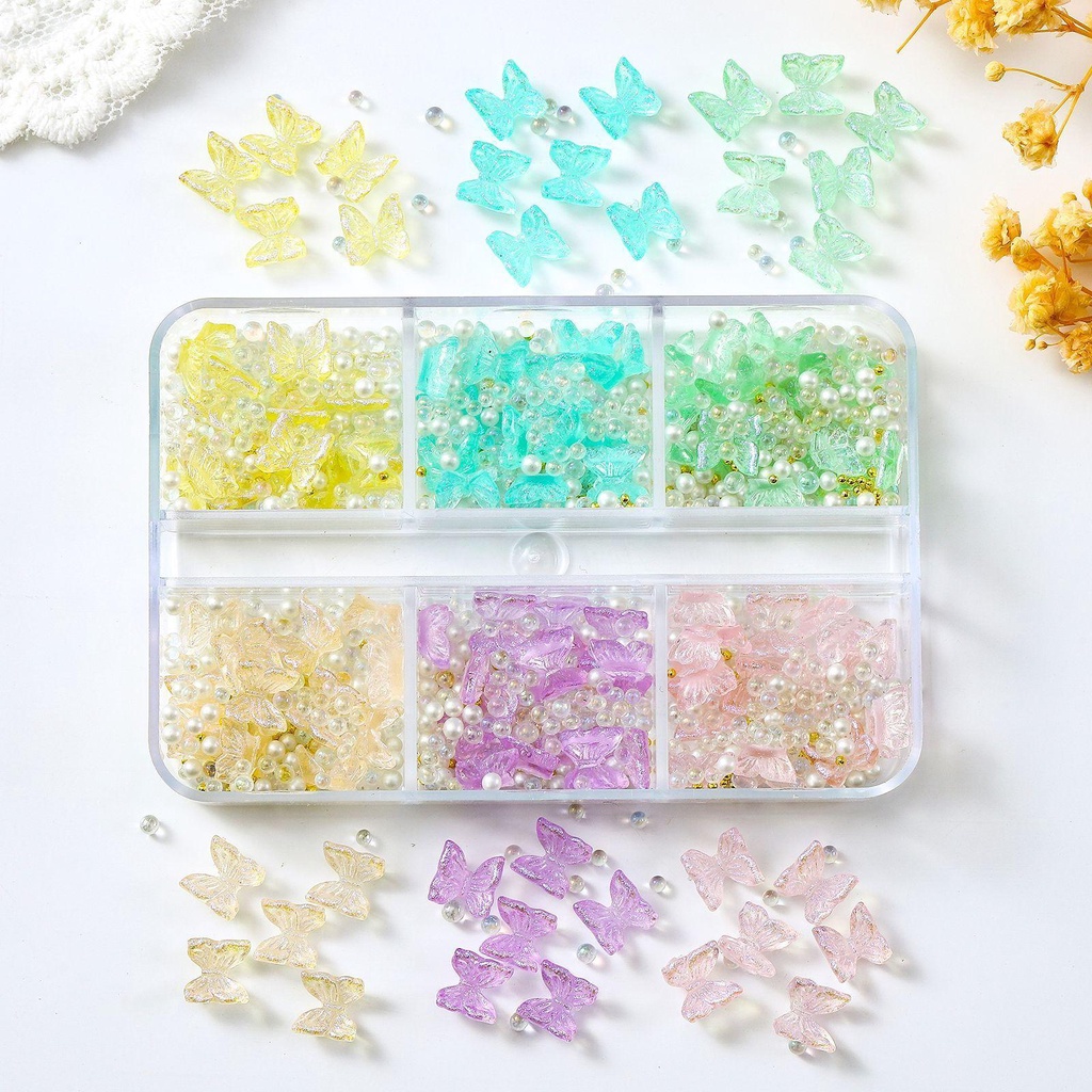 Phụ Kiện Trang Trí Móng Tay Hình Bướm Lấp Lánh DIY