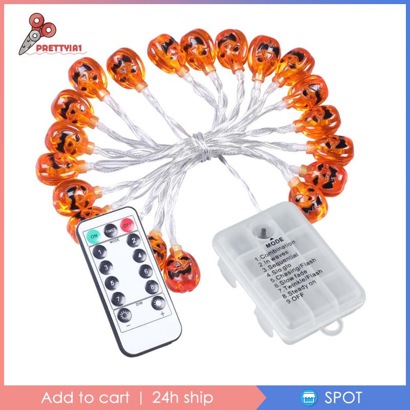 [Prettyia1] Dây Đèn LED 20 Bóng 2.5m Hình Bí Ngô Trang Trí Halloween