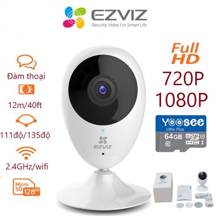 [Ảnh shop tự chụp] Camera Wifi EZVIZ C2C 720P 1MP đàm thoại 2 chiều, nhỏ gọn. Bảo Hành 24 tháng