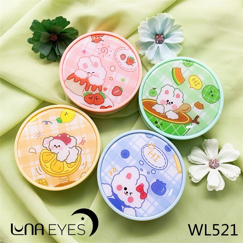 Khay gương Caro hộp tròn cute kèm dụng cụ đeo lens