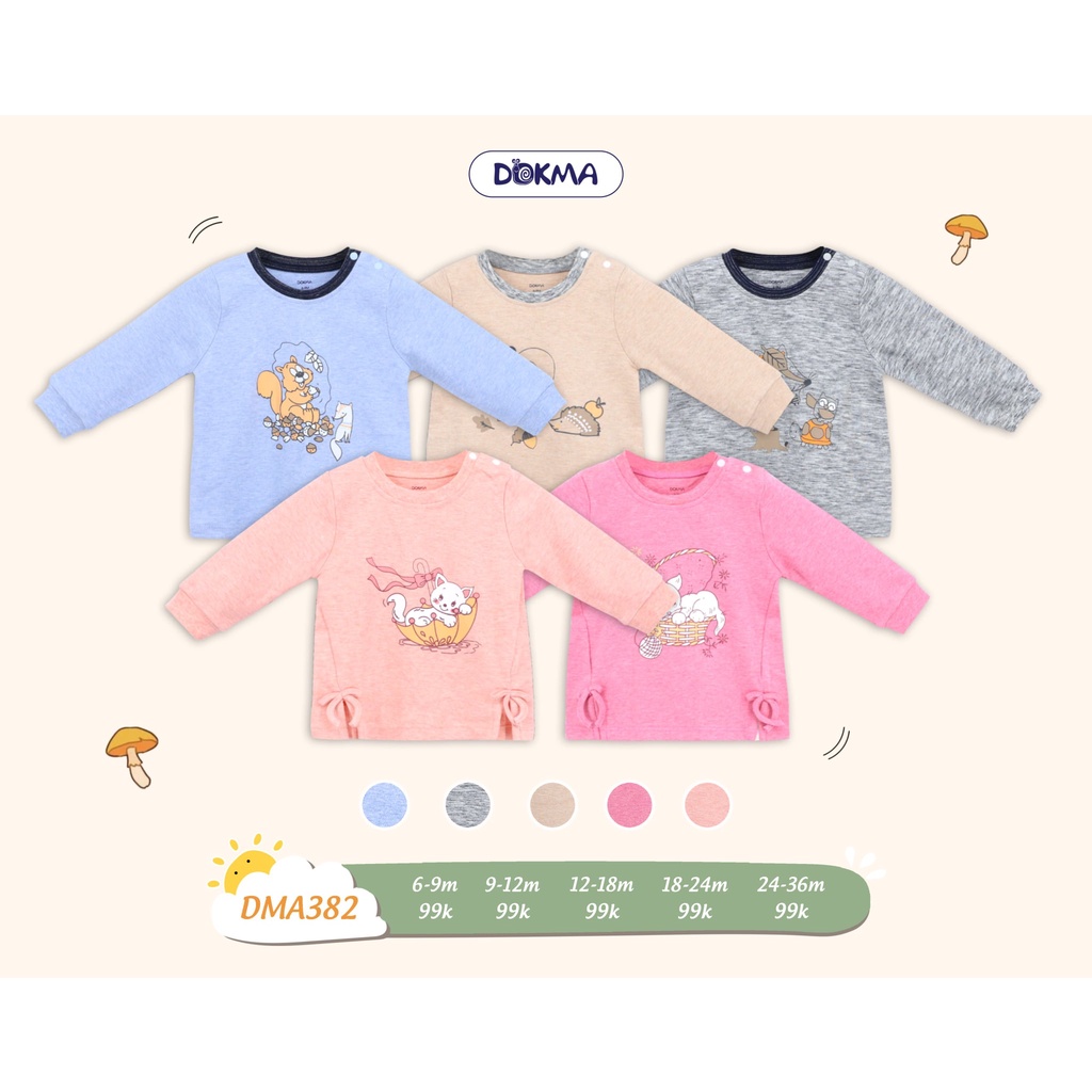 (6-36m) Áo dài tay cổ tròn vải cotton dày vừa DMA382 - DOKMA