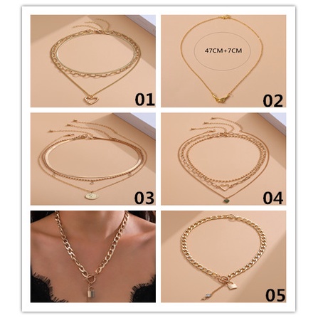 Dây chuyền nhiều lớp mặt hình ổ khóa trái tim thời trang cổ điển dành cho nữ