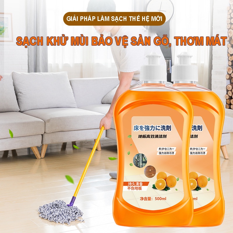 Nước Lau Sàn Gỗ Chuyên Dụng chai lớn 500ml Bảo Vệ Sàn Gỗ Hiệu Quả Hương Cam Tươi Mát