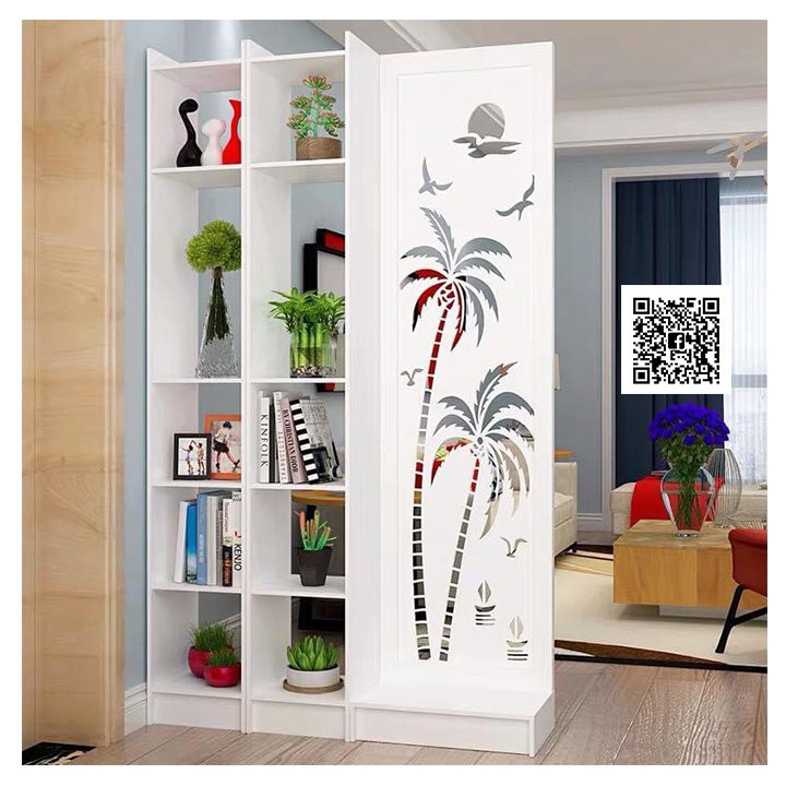 Vách ngăn bình phong liền 2 kệ hình cây dừa độc đáo GTS338