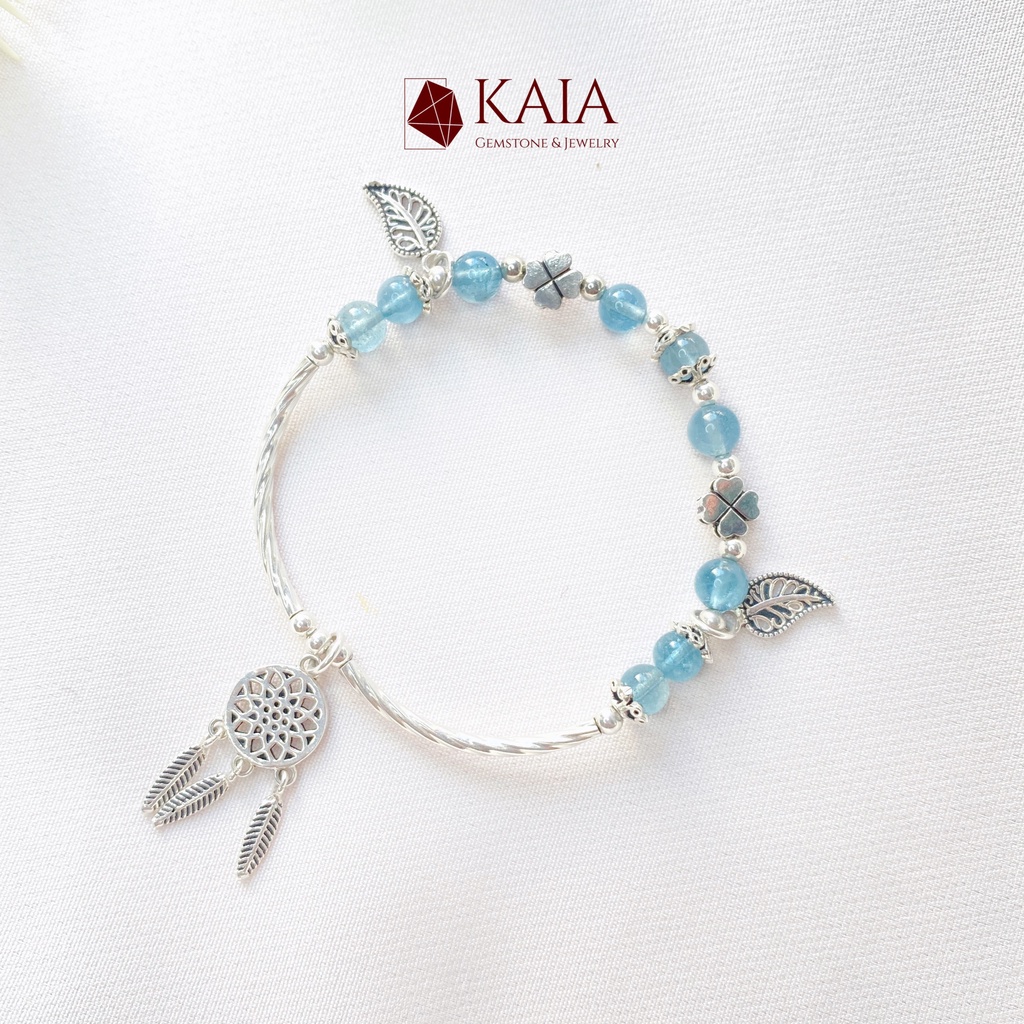 Vòng tay phong thủy phụ kiện thời trang Aquamarin.e mix bạc cho người mệnh Thủy mệnh Mộc may mắn bình an - KAIA