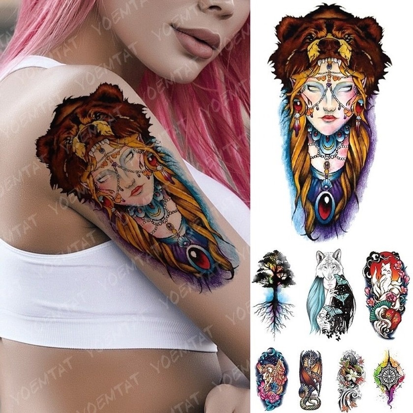 Hình Xăm Dán Tạm Thời Chống Nước Hình Đầu Lâu Nàng Tiên Cá Thời Trang