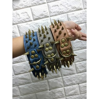 Vòng cổ gai đinh tán cho chó da bò đinh hợp kim