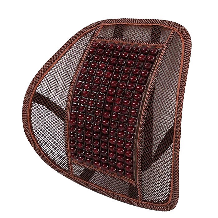 Tựa lưng hạt gỗ dáng cong cài ghế xe ô tô, ghế làm việc  giúp massage chống mỏi, giảm đau lưng OTO VIP