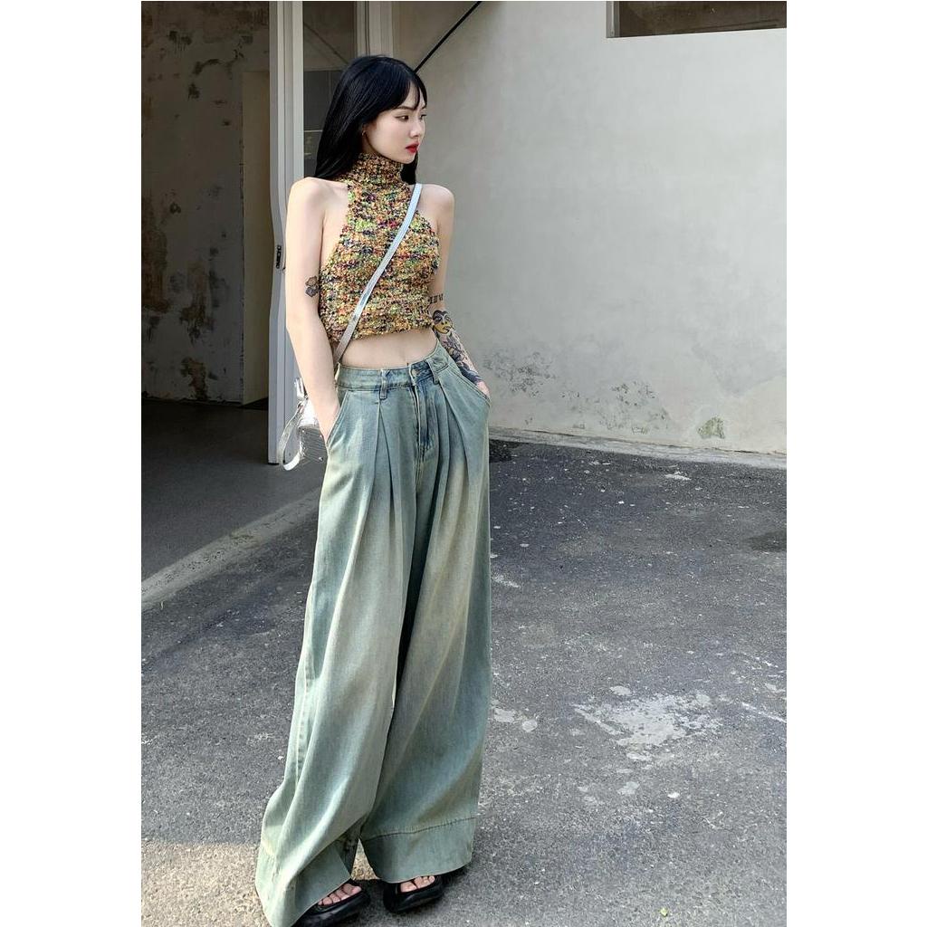 Quần Jean Ống Rộng Lưng Cao Theo Phong Cách Retro 63793