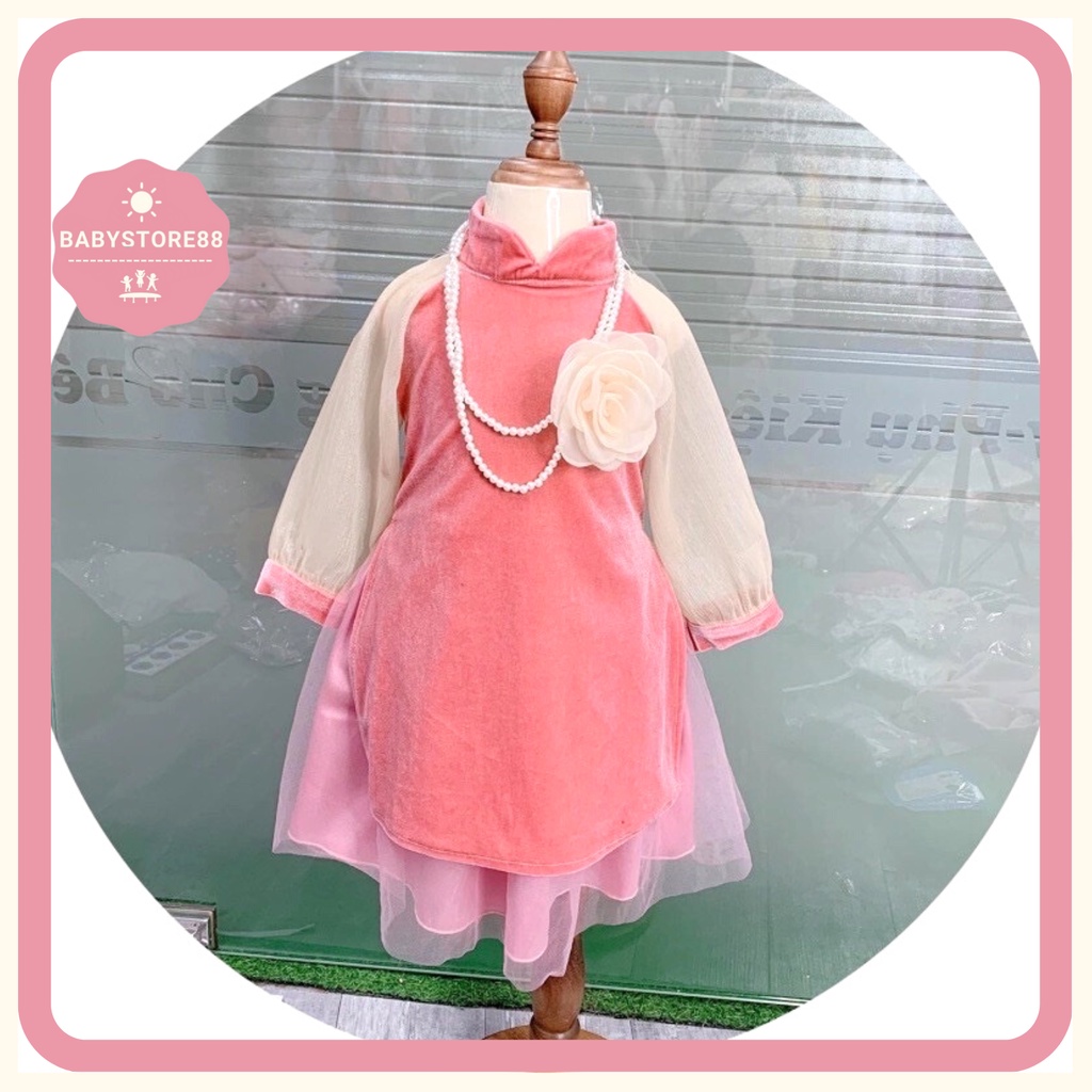 Áo dài cách tân cho bé Babystore88, Váy tết bé gái thời trang hàng thiết kế Cao Cấp cho bé 1.2.3.4.5 - 8 tuổi CT8