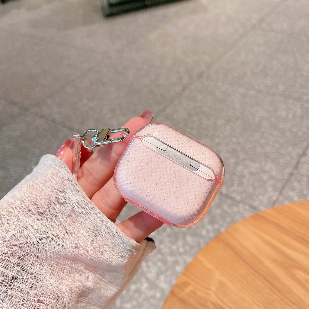 Vỏ Bảo Vệ Hộp Sạc Tai Nghe AirPods 1 2 pro 3 2021 gen3 Bằng Silicon Hình Hoa Anh Đào Lấp Lánh Màu Hồng Dễ Thương