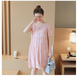 Váy bầu Ren hồng cao cấp 2019