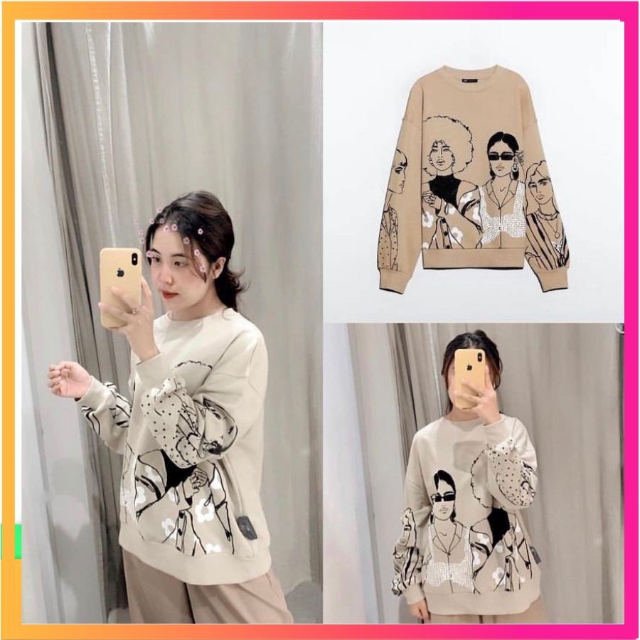 Áo Nỉ Sweat In Hình Cô Gái Dưới 70kg