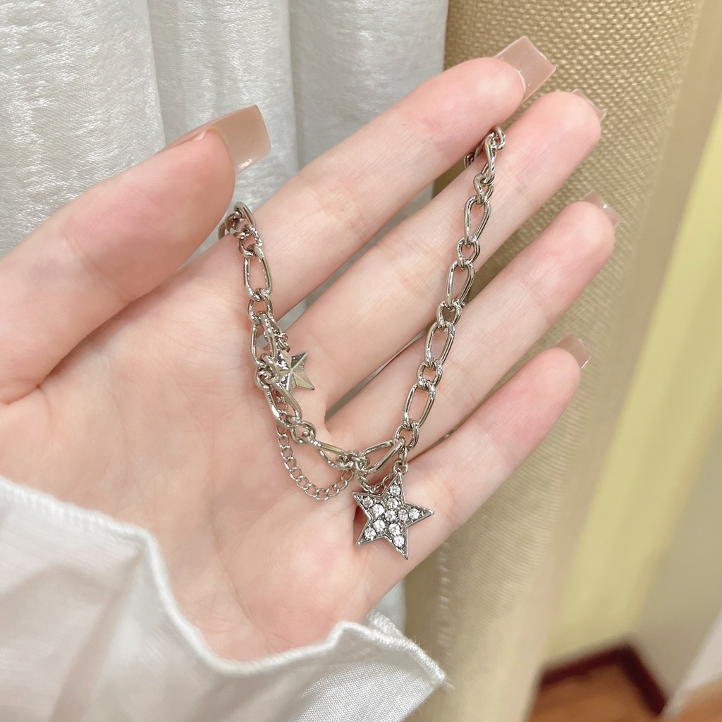 Vòng cổ Sợi Xích Mặt Ngôi Sao Phong Cách hip hop Harajuku Cá Tính