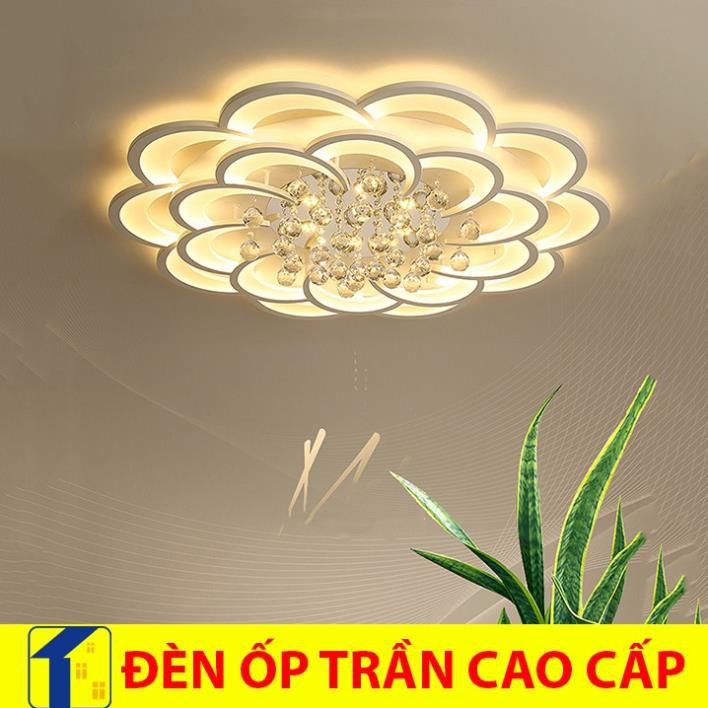 Đèn mâm ốp trần led pha lê cao cấp - đèn chùm phòng khách