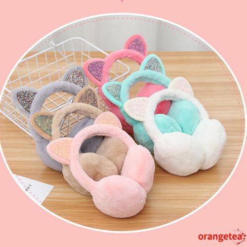 Chụp Tai Giữ Ấm Bằng Bông Hình Tai Mèo Dễ Thương