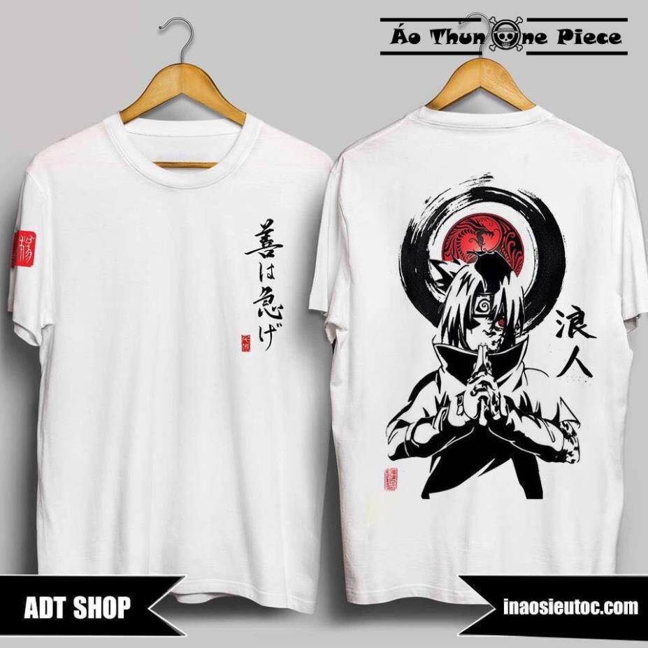 HOT - ⚡️FREESHIP⚡️Áo Thun In 2 Mặt Sasuke Uchiha Trắng Đen Cực Chất, Cực Ngầu - Áo Thun Naruto