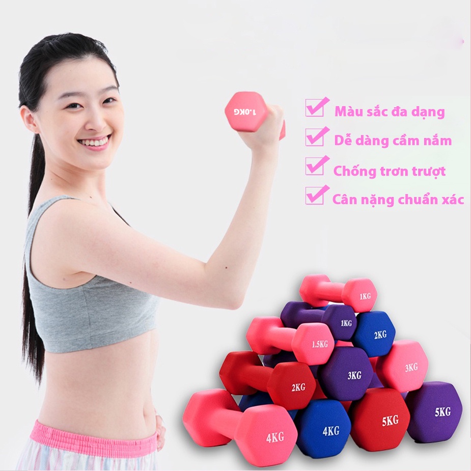 Tạ Tay, Tạ Đơn Tập Yoga, Gym Bọc Cao Su Chống Trơn Trượt Dành Cho Cả Nam Và Nữ Tập Luyện Tại Nhà Chính Hãng Eros Store
