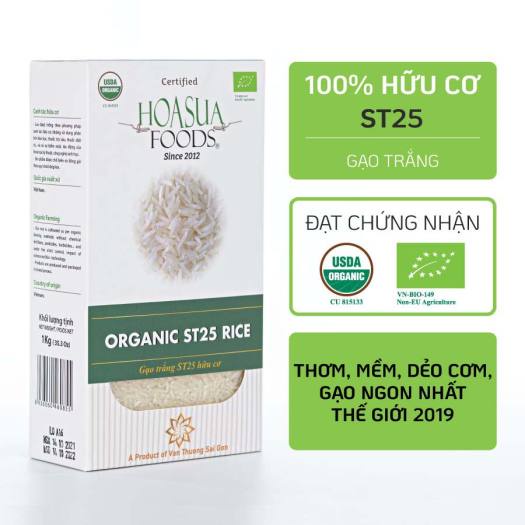 Gạo hữu cơ, Gạo trắng hữu cơ Jasmine/ST25 Hoa Sữa – dẻo, thơm ngon tốt cho bé ăn dặm